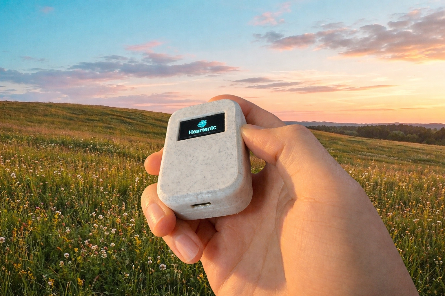 Dispositivo meditador al atardecer